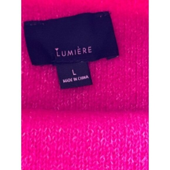 Lumière Womens Fuchsia Turtleneck Sweater L Acrylic Blend - Picture 2 of 4